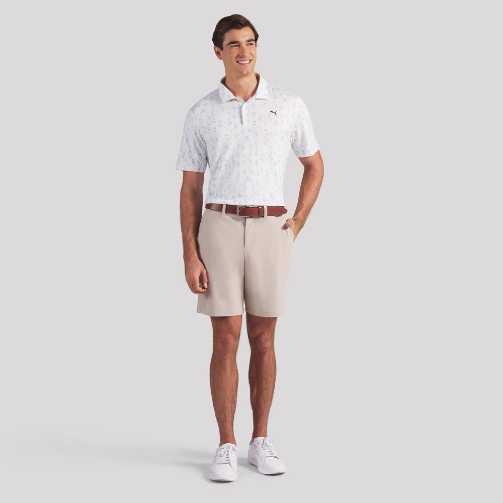 PUMA Golf Shirt - Cloudspun Argyle Bloom Polo - Warm White SS26