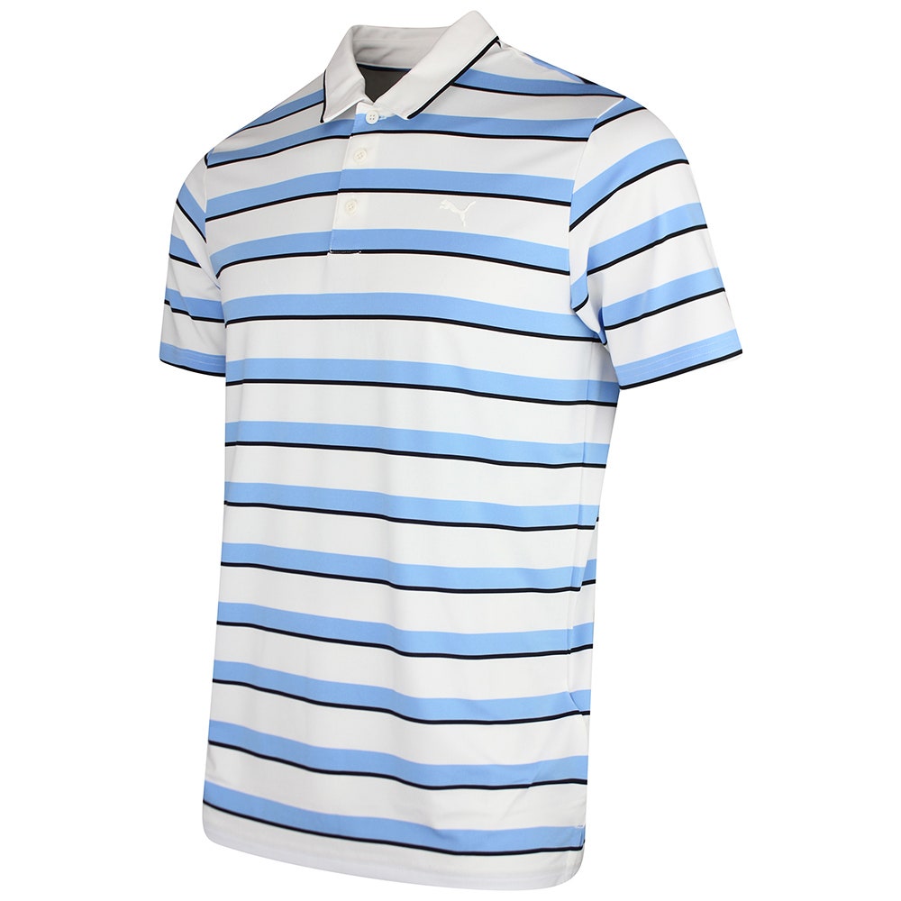 PUMA Golf Shirt - Cloudspun Stripe Polo - Team Light Blue SS26