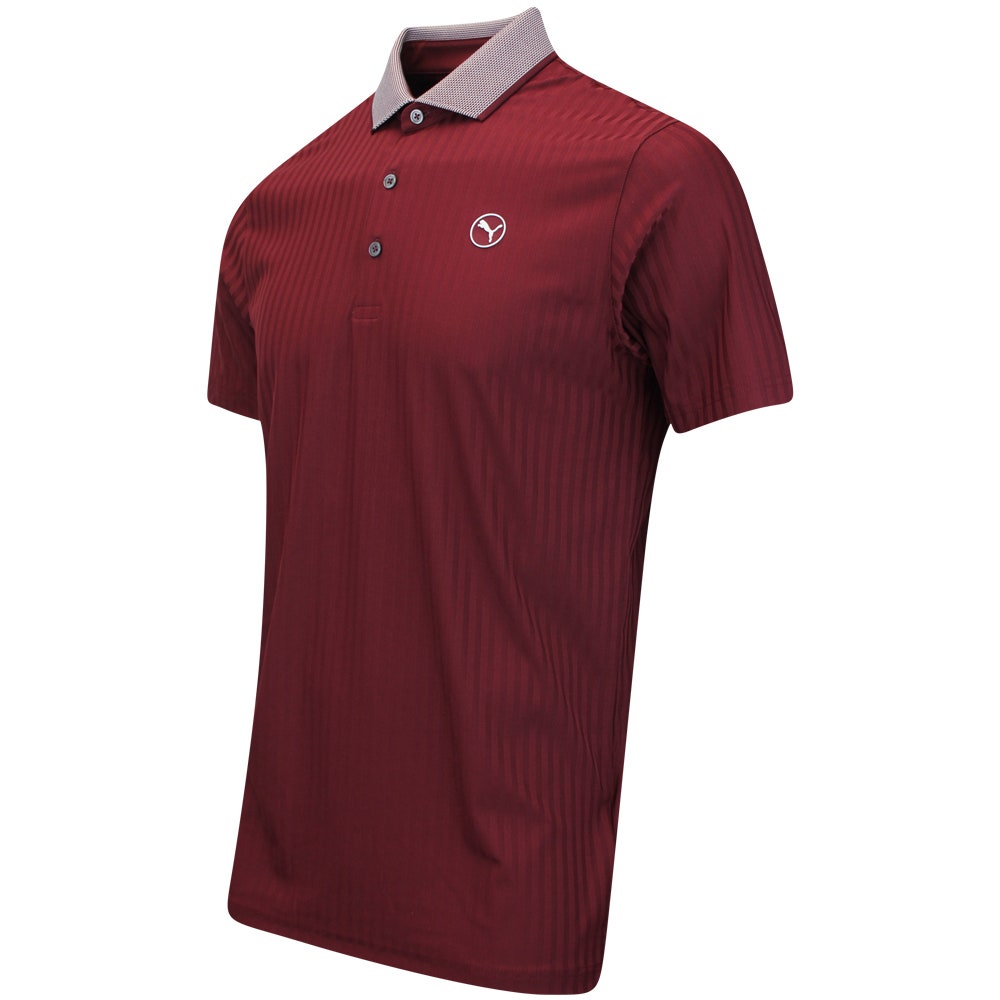 PUMA Golf Shirt - Mattr Stripe Jacquard Polo - Ruby Shimmer AW25