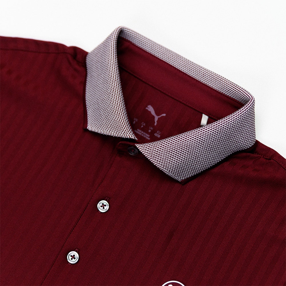 PUMA Golf Shirt - Mattr Stripe Jacquard Polo - Ruby Shimmer AW25