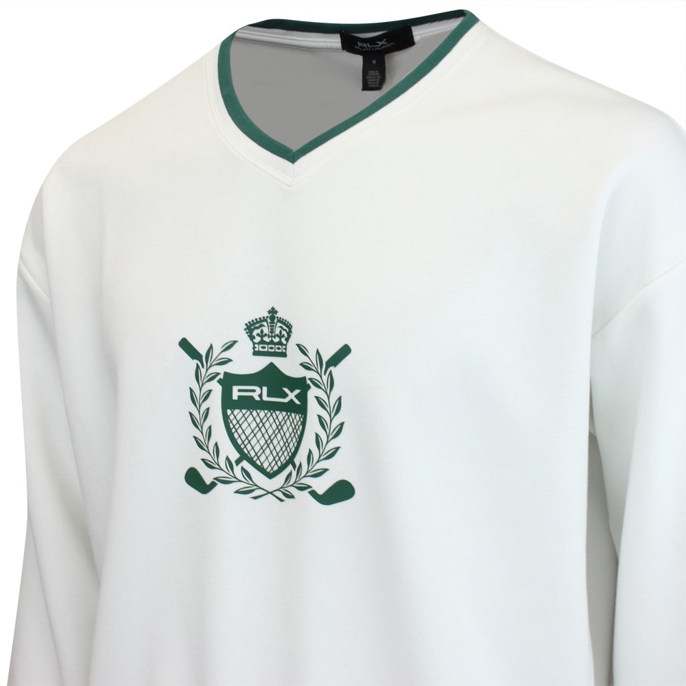RLX Golf Jumper - Double Knit Tech V Neck - Ceramic White SS25