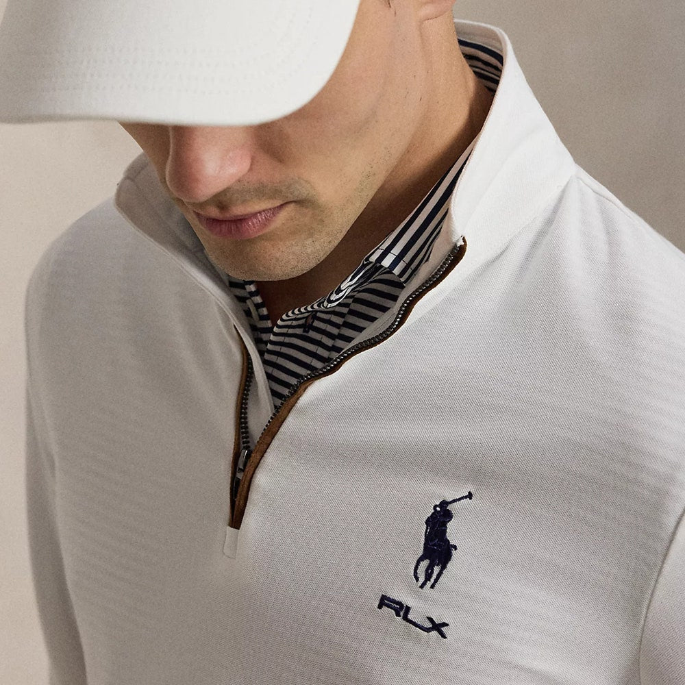 RLX Golf Pullover - RL Tour Pro Logo Heather QZ - Ceramic White AW26