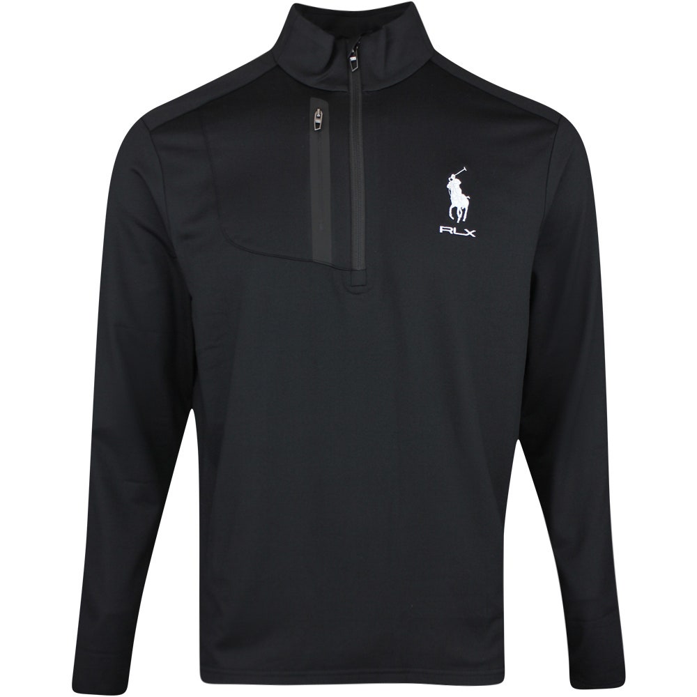 RLX Golf Pullover - RL Tour Pro Logo Lux QZ - Black - White SS26