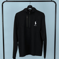 RLX Golf Pullover - RL Tour Pro Logo Lux QZ - Black - White SS26