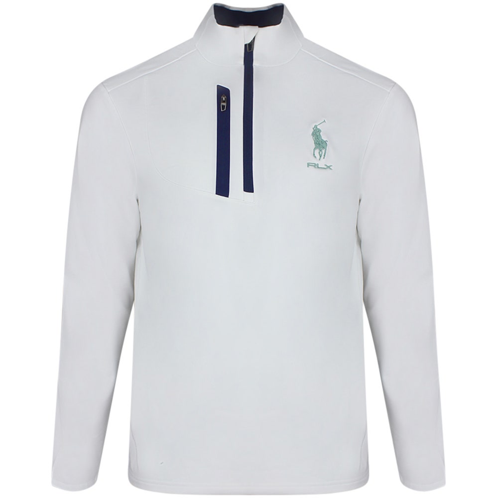 RLX Golf Pullover - RL Tour Pro Logo Lux QZ - White - O. Green SS26