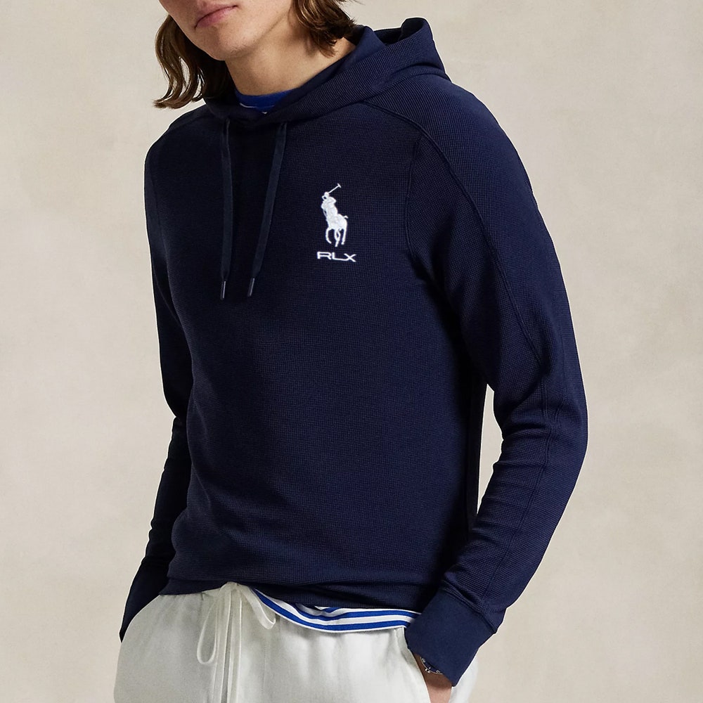 RLX Golf Pullover - RL Tour Pro Logo Tech Waffle Hoodie - Navy SS25