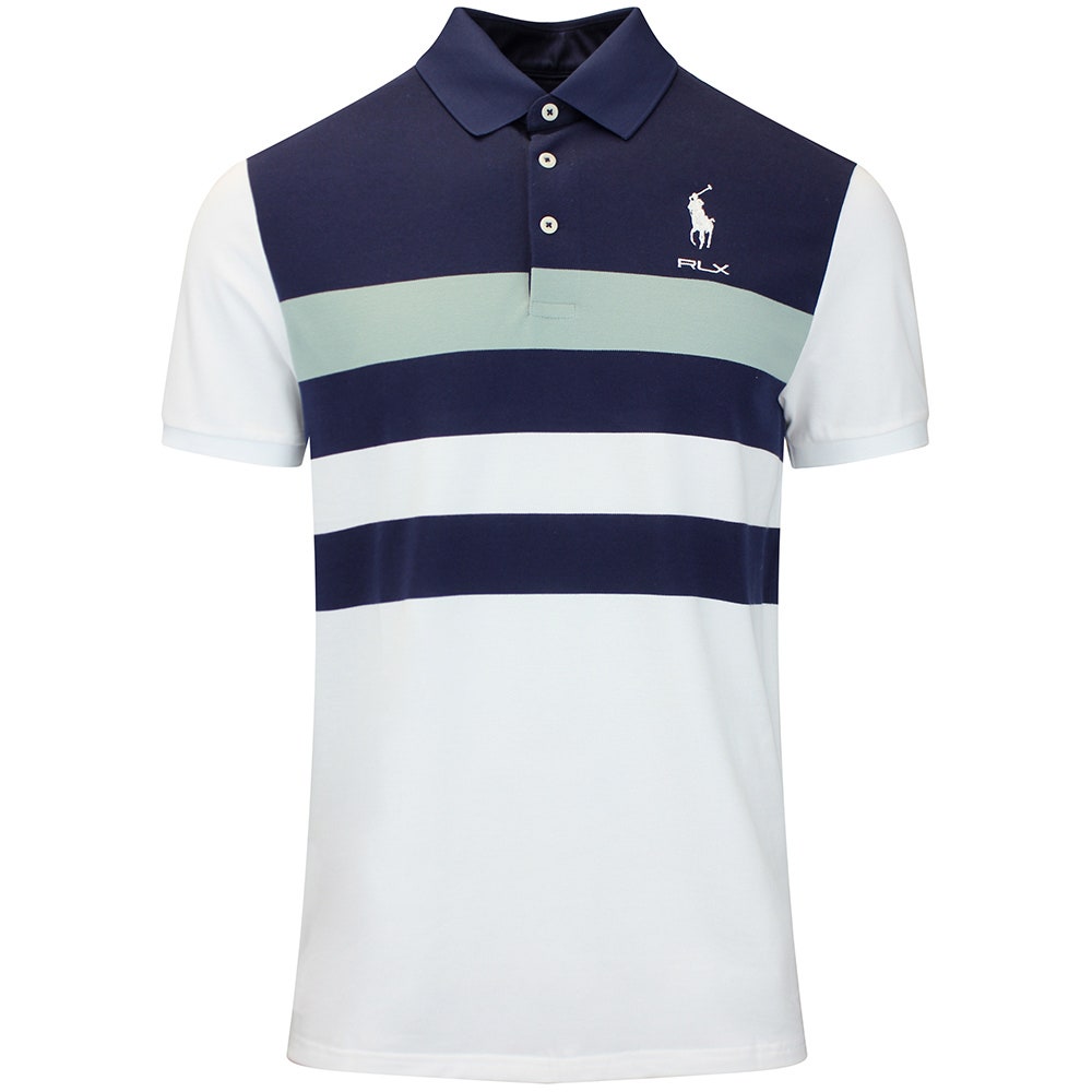 RLX Golf Shirt - RL Tour Pro Logo CB Pique - White - Navy AW26