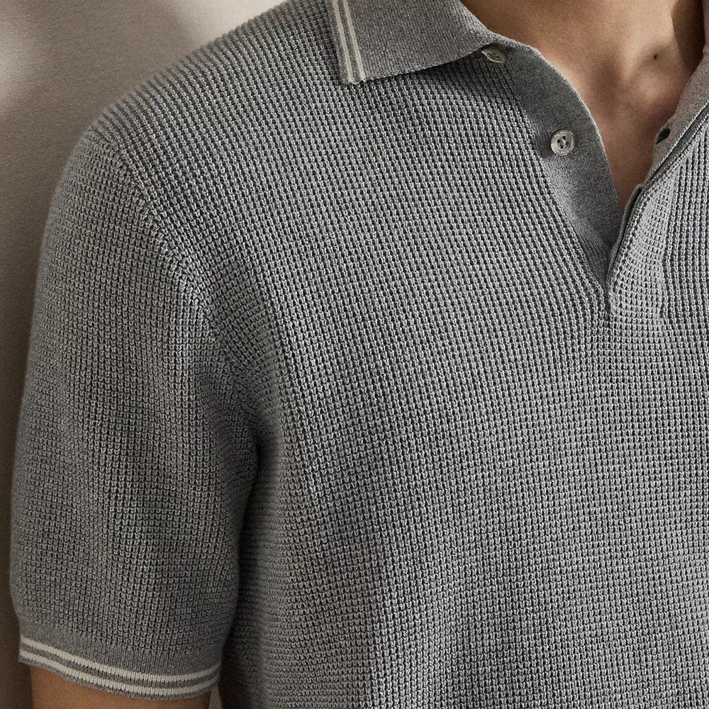 RLX Golf Shirt - RL Tour Pro Logo Knitted Polo - Grey Heather AW26