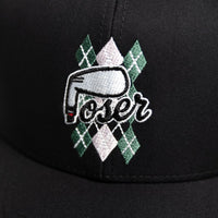 The Poser Club Golf Cap - TPC Argyle Tech Snapback - Black '26