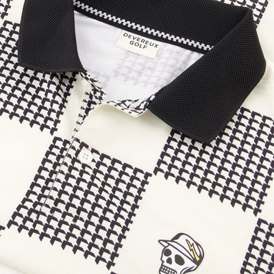 Devereux Golf Shirt - Back9 Checker - Black - White FA26