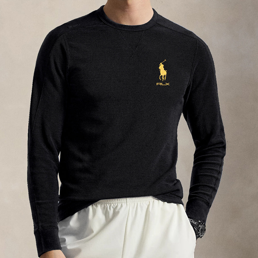 RLX Golf Jumper - RL Tour Pro Logo TW Crew Neck - Black - Yellow AW26