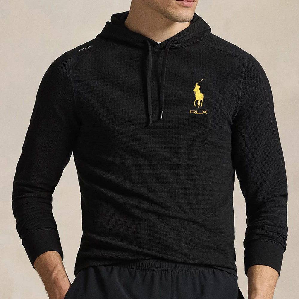 RLX Golf Pullover - RL Tour Pro Logo TW Hoodie - Black - Yellow AW26
