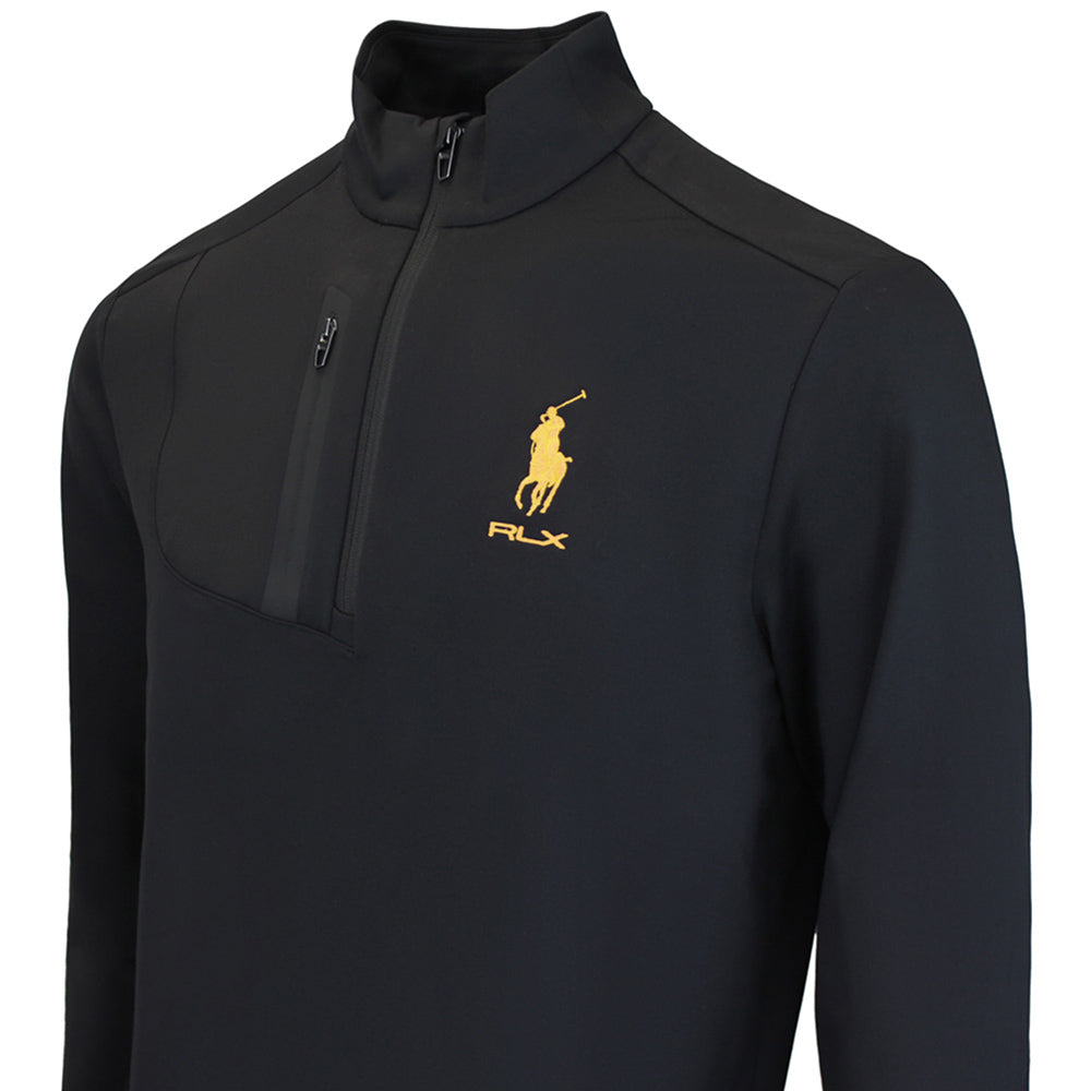 RLX Golf Pullover - RL Tour Pro Logo Lux QZ - Black - Yellow AW26