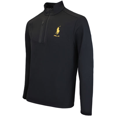 RLX Golf Pullover - RL Tour Pro Logo Lux QZ - Black - Yellow AW26