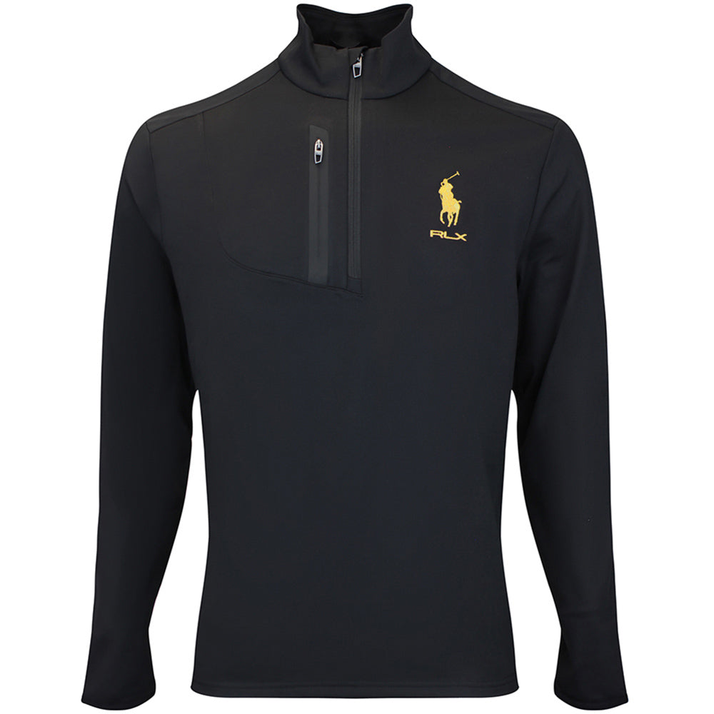RLX Golf Pullover - RL Tour Pro Logo Lux QZ - Black - Yellow AW26