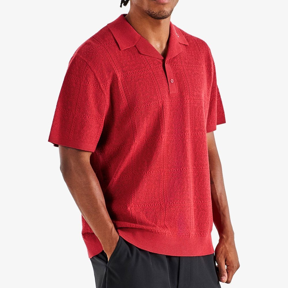 424039 - Malbon golf shirt resort crochet polo crimson red WI26 M-10311 CRR 3