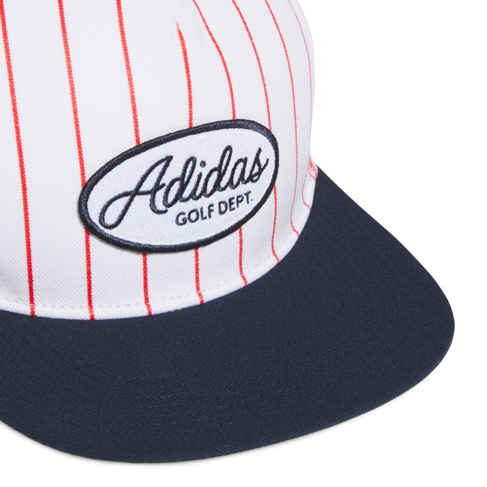 adidas Golf Cap - Pinstripe Flat Bill - White AW26