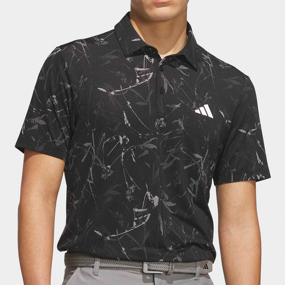 adidas Golf Shirt - U365 CC Mesh Floral Polo - Black AW26