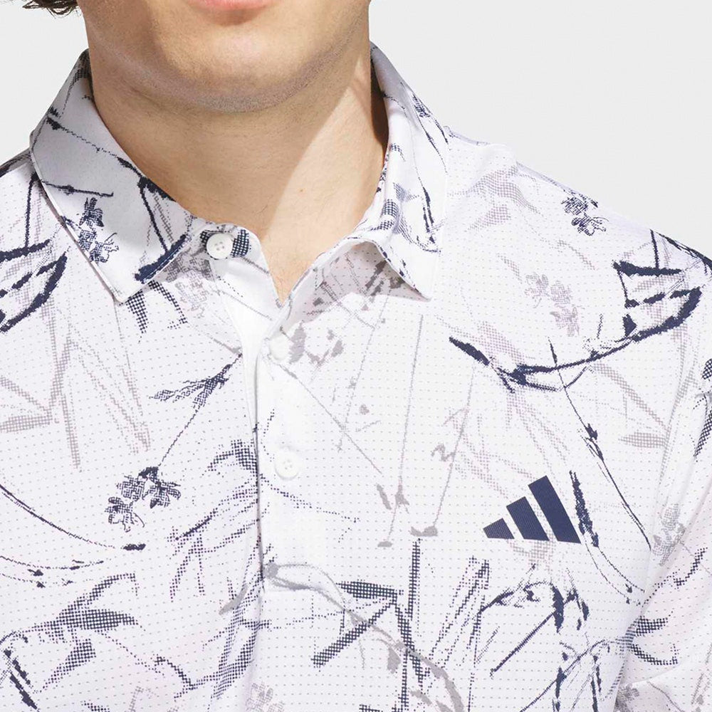 adidas Golf Shirt - U365 CC Mesh Floral Polo - White AW26