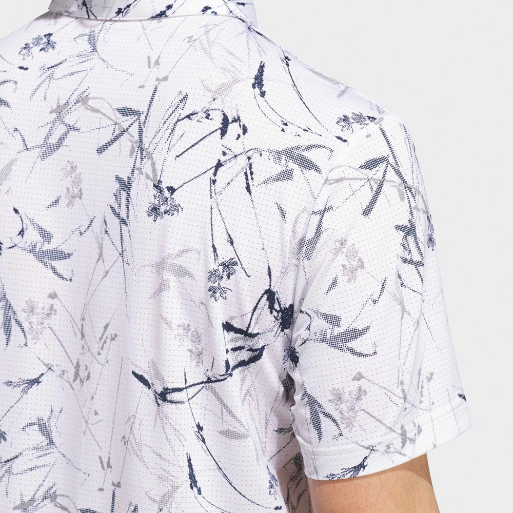 adidas Golf Shirt - U365 CC Mesh Floral Polo - White AW26