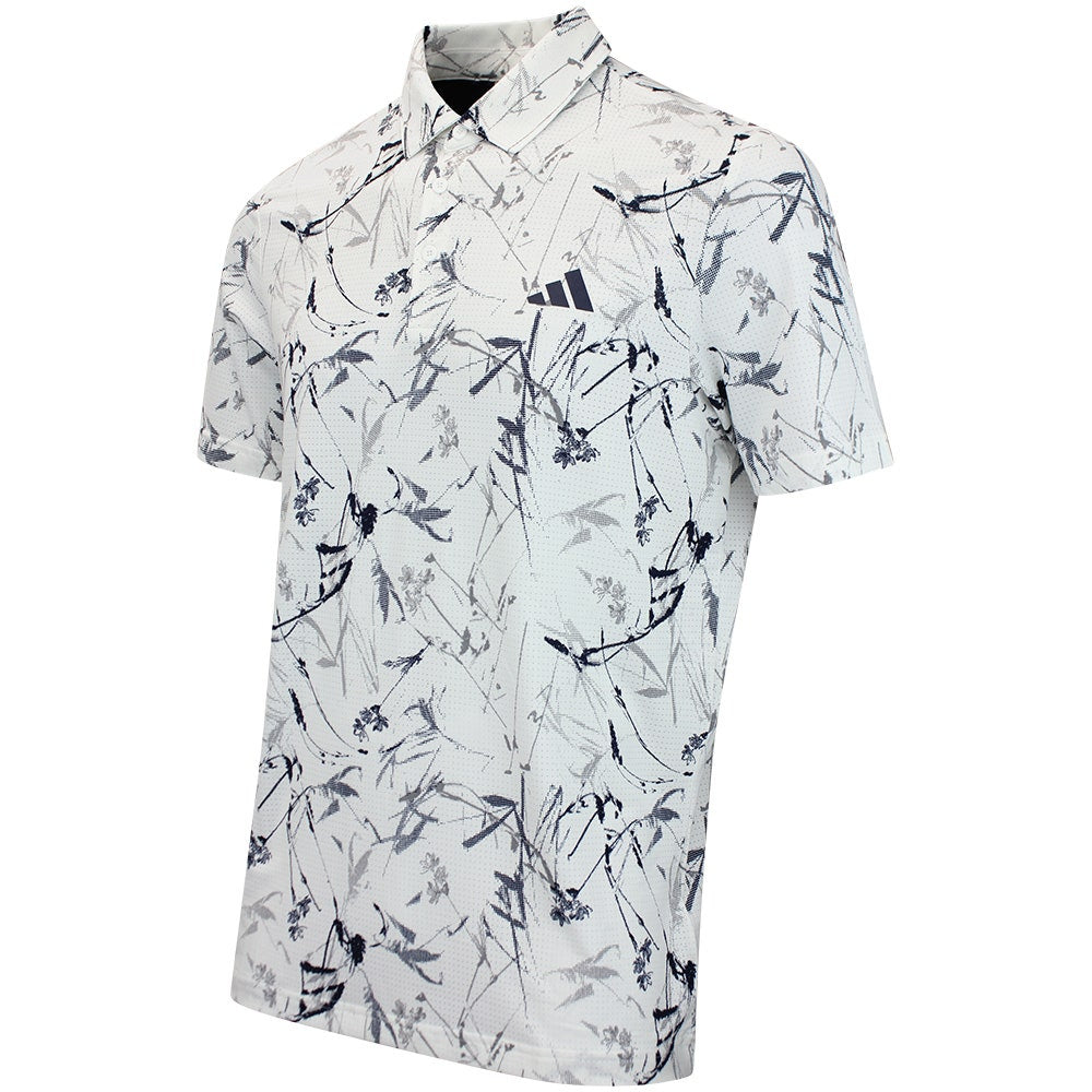 adidas Golf Shirt - U365 CC Mesh Floral Polo - White AW26
