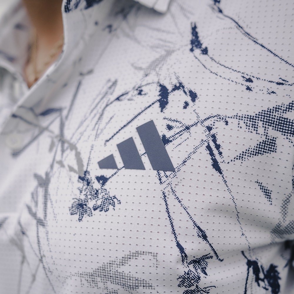 adidas Golf Shirt - U365 CC Mesh Floral Polo - White AW26