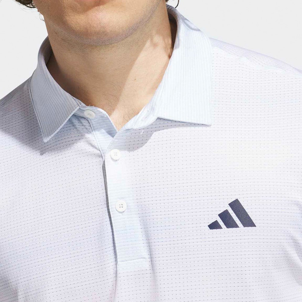 adidas Golf Shirt - U365 CC Mesh Stripe Polo - Crystal Sky AW26