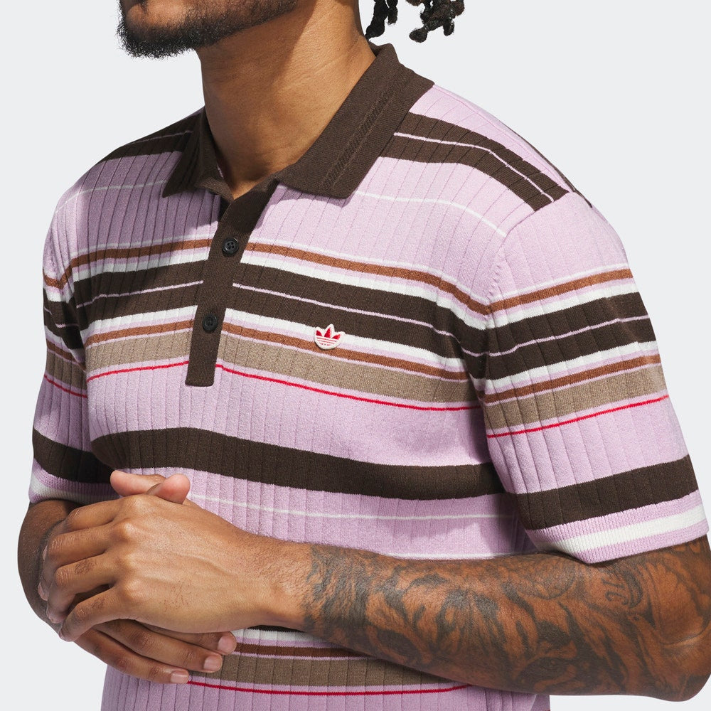 adidas Golf Originals - Multi Stripe Knit Polo - Bliss Lilac AW25