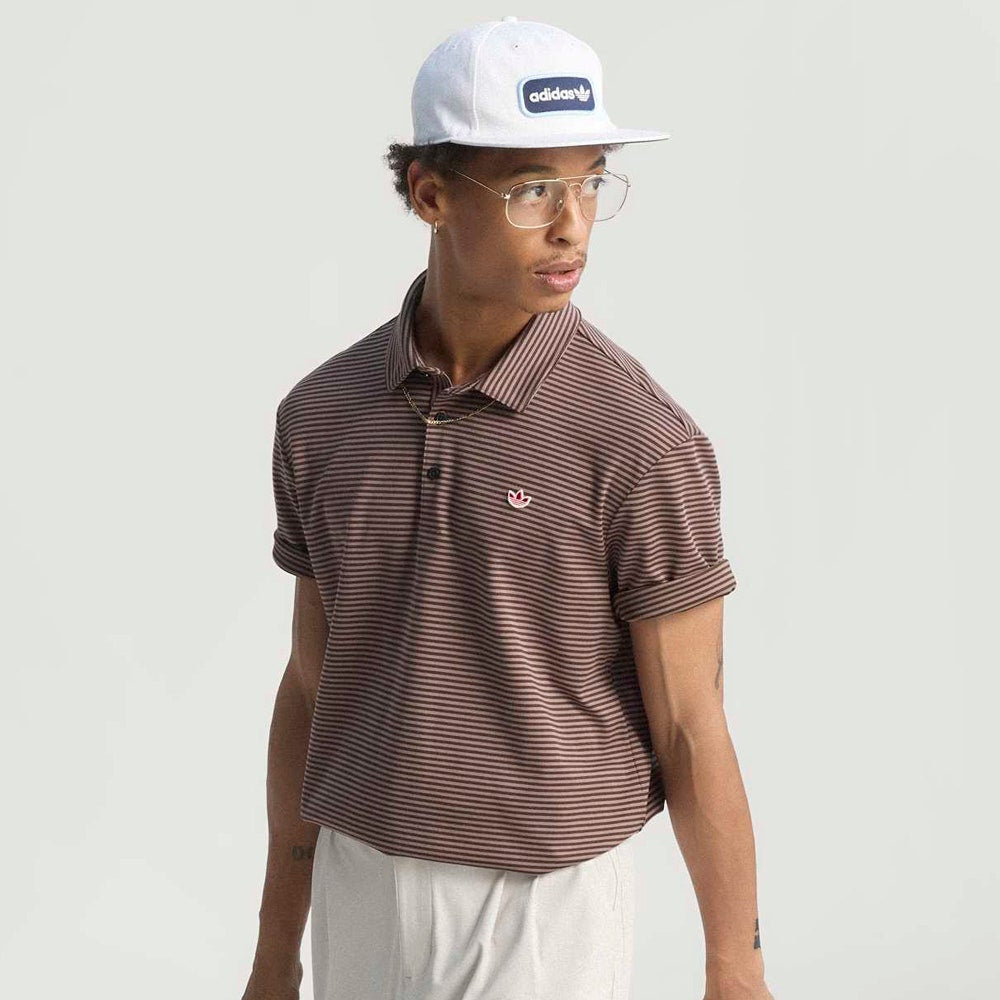 adidas Golf Originals - Stripe Pique Polo - Trace Brown AW25
