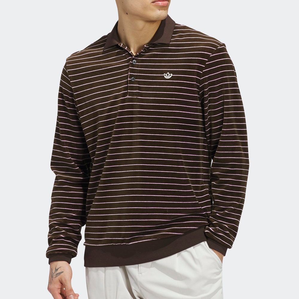 adidas Golf Originals - Velour LS Polo - Dark Brown AW25