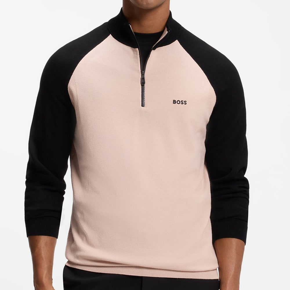 BOSS Golf Jumper - GOC Swing QZ - Pastel Orange FA26
