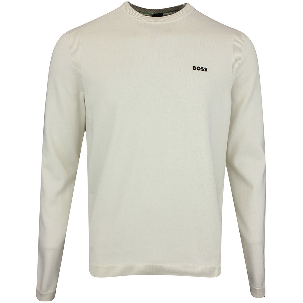 BOSS Golf Jumper - Knitted Ever-X Crew Neck - Almond Milk WI25