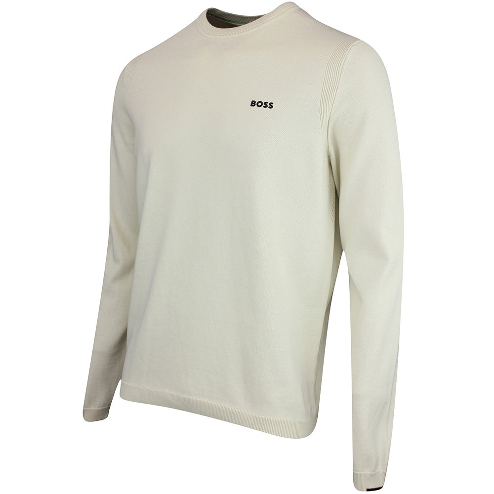 BOSS Golf Jumper - Knitted Ever-X Crew Neck - Almond Milk WI25