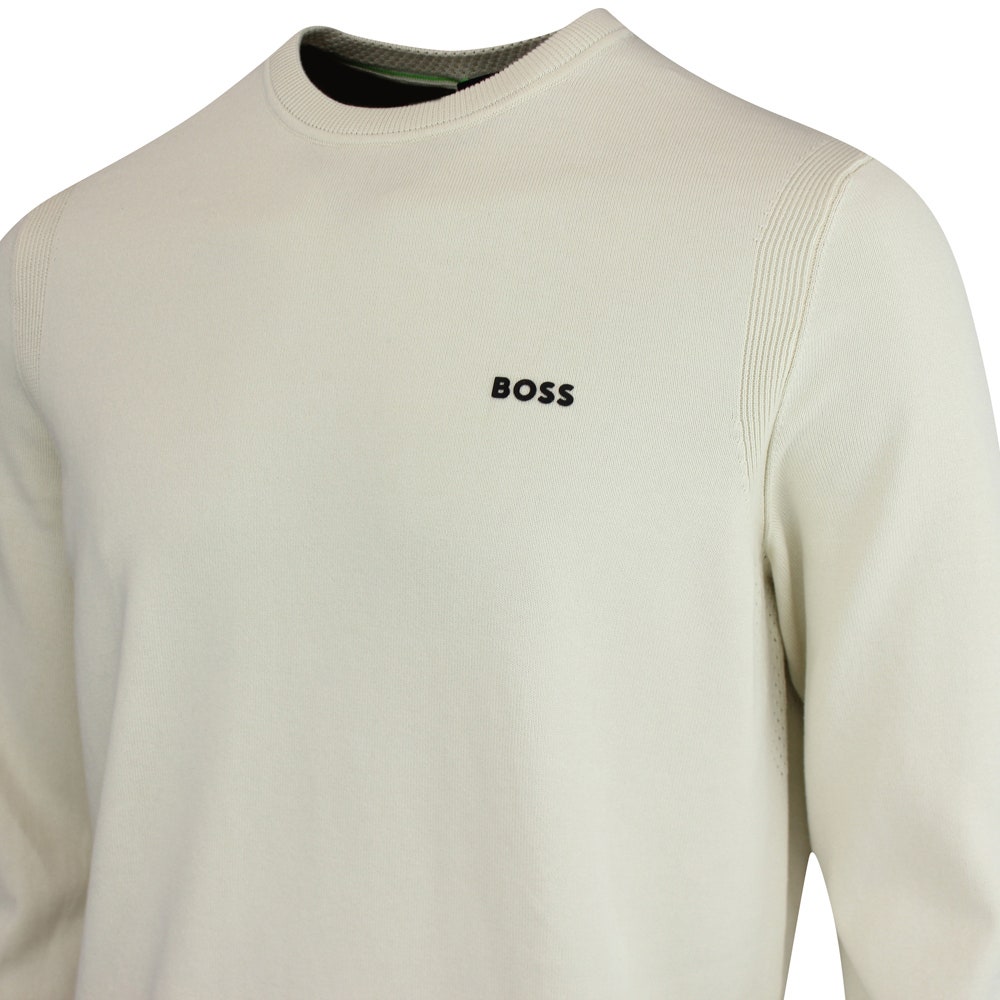 BOSS Golf Jumper - Knitted Ever-X Crew Neck - Almond Milk WI25