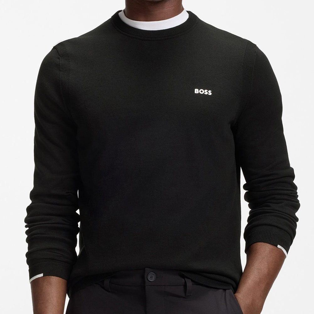 BOSS Golf Jumper - Knitted Ever-X Crew Neck - Black WI26