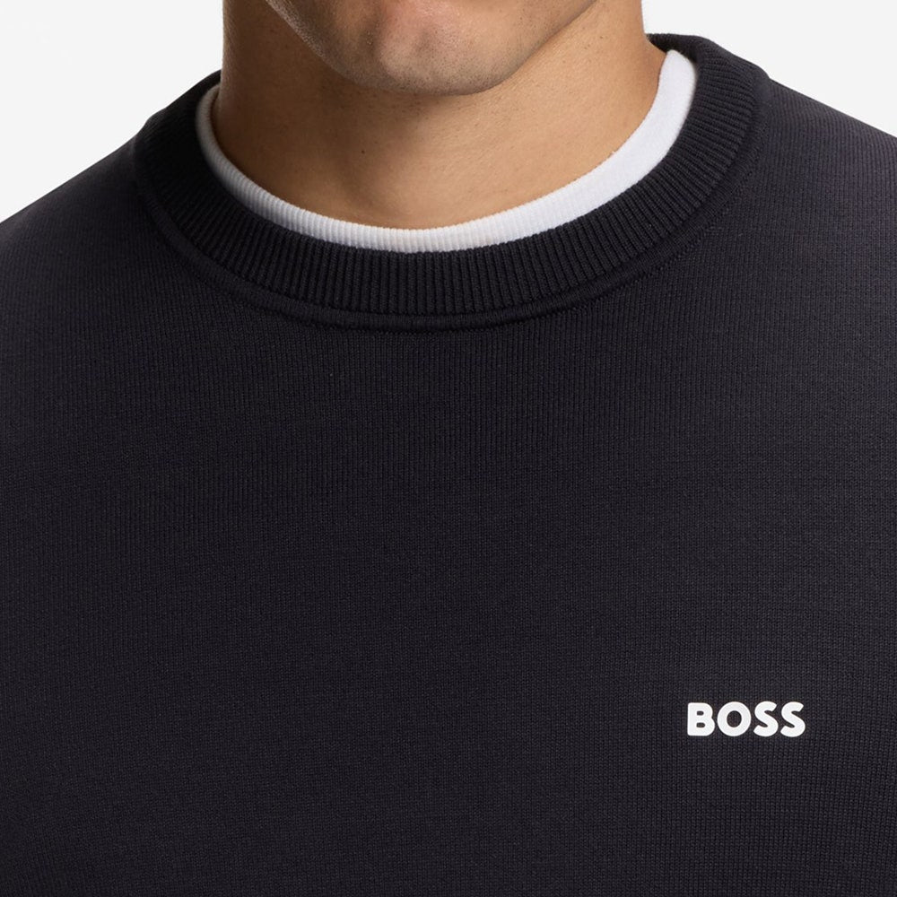BOSS Golf Jumper - Knitted Ever-X Crew Neck - Dark Navy WI26