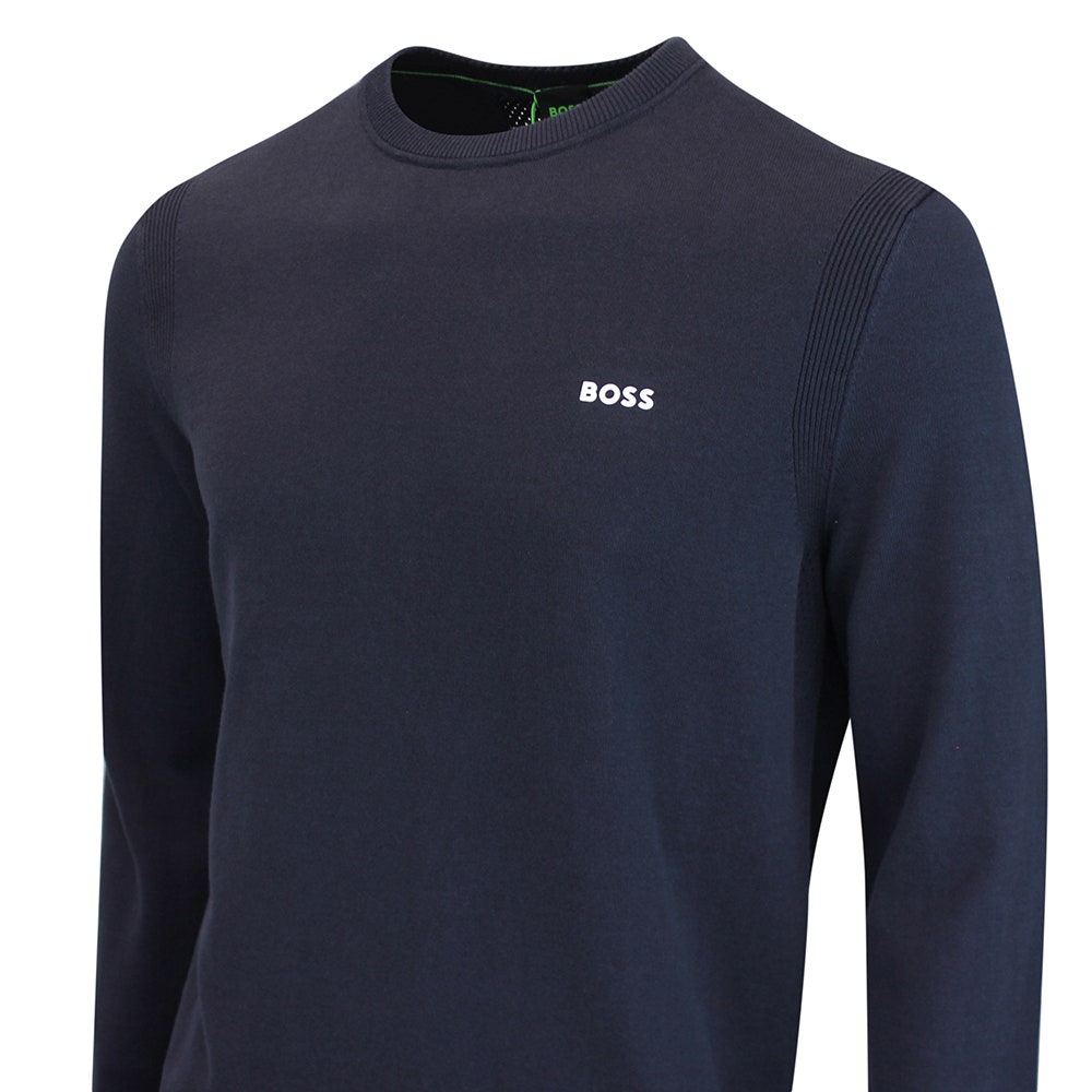 BOSS Golf Jumper - Knitted Ever-X Crew Neck - Dark Navy WI26