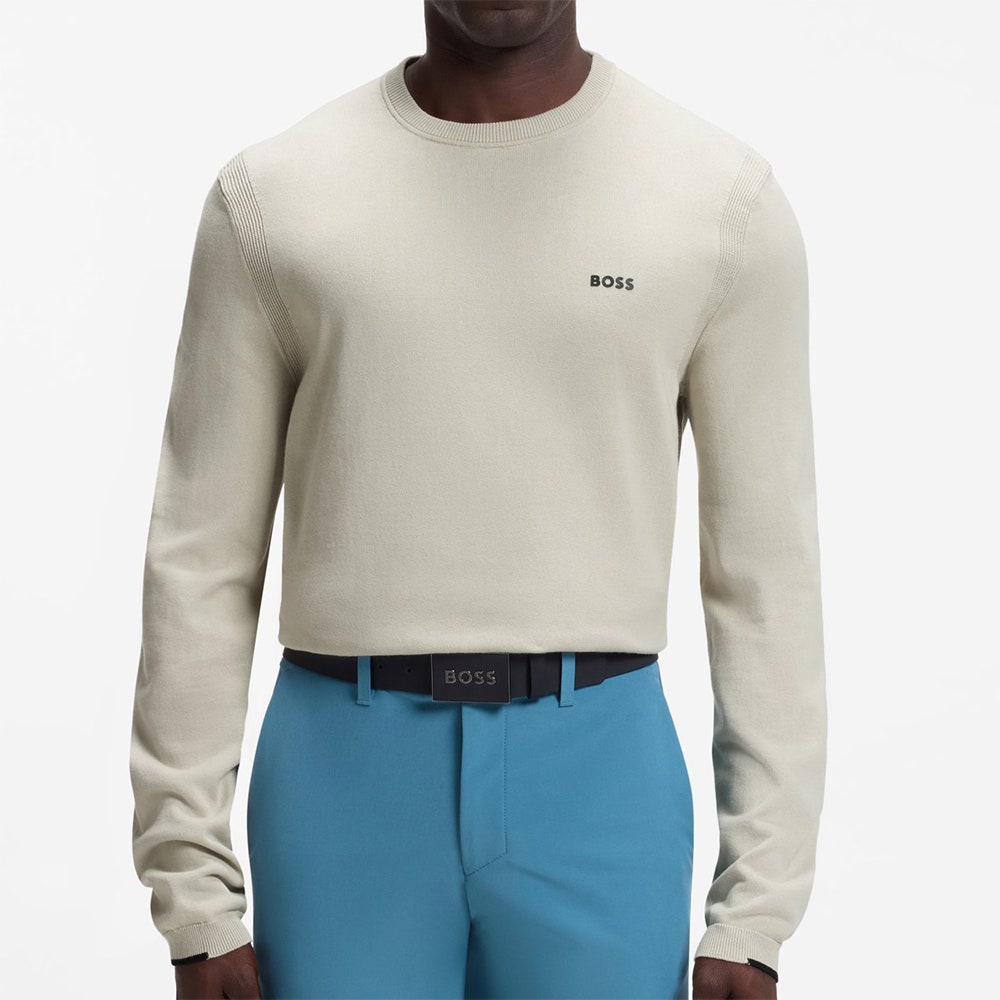 BOSS Golf Jumper - Knitted Ever-X Crew Neck - Pelican WI26
