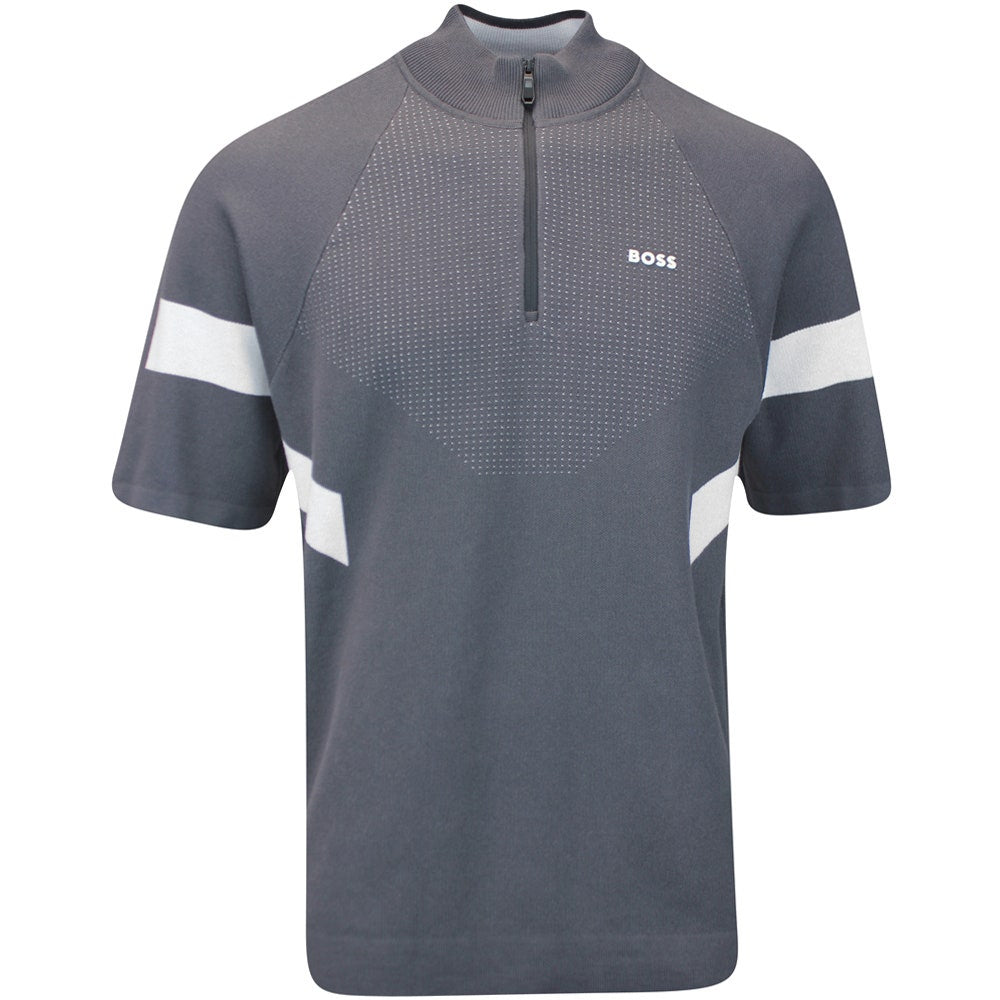 BOSS Golf Jumper - Knitted Retro SS Hybrid - Asphalt FA25