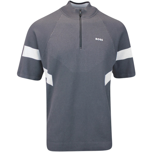 BOSS Golf Jumper - Knitted Retro SS Hybrid - Asphalt FA25