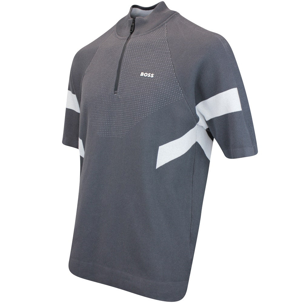 BOSS Golf Jumper - Knitted Retro SS Hybrid - Asphalt FA25