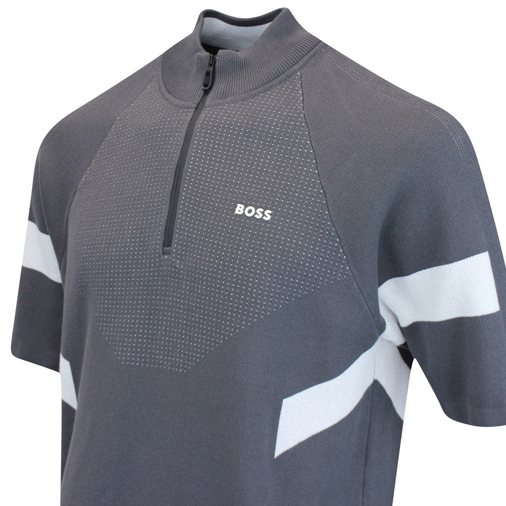 BOSS Golf Jumper - Knitted Retro SS Hybrid - Asphalt FA25