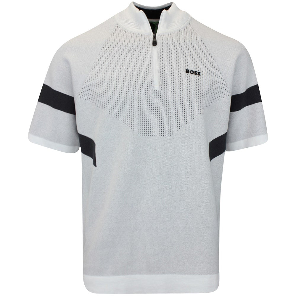 BOSS Golf Jumper - Knitted Retro SS Hybrid - Bright White FA25