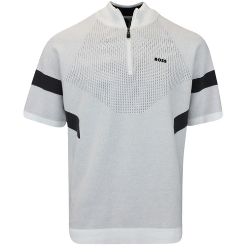 BOSS Golf Jumper - Knitted Retro SS Hybrid - Bright White FA25
