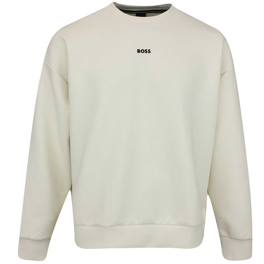 BOSS Golf Jumper - Stenson Oversize Crew Neck - Almond Milk WI25