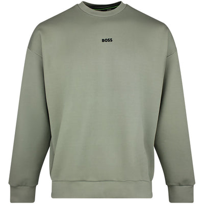BOSS Golf Jumper - Stenson Oversize Crew Neck - Olive Green SP26