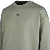 BOSS Golf Jumper - Stenson Oversize Crew Neck - Olive Green SP26