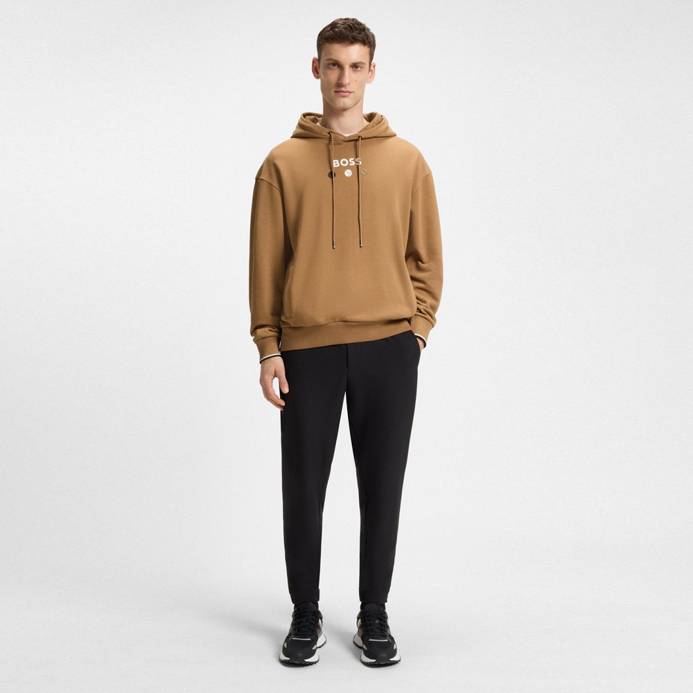 BOSS Golf Pullover - French Terry Hoodie BO - Iconic Camel SU25