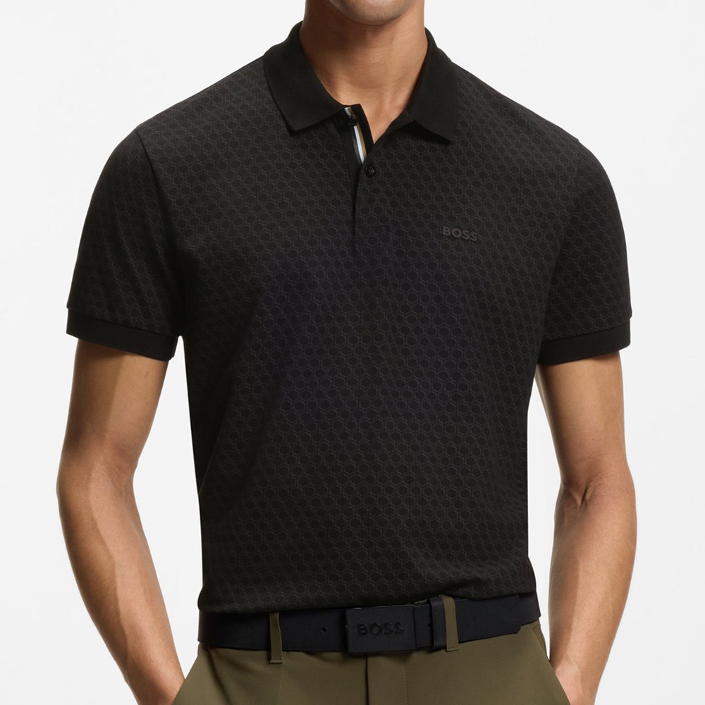 BOSS Golf Shirt - Chip Pattern GOC Reg. Fit - Black SP26