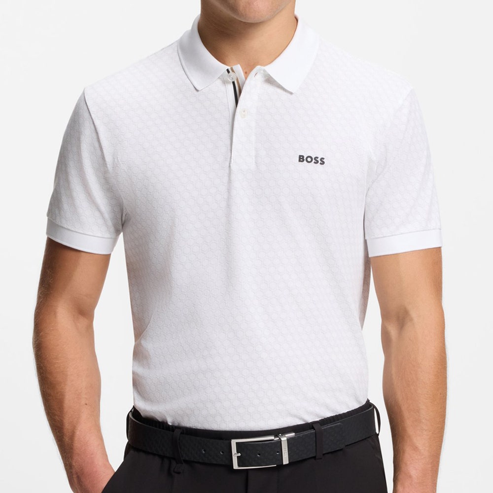 BOSS Golf Shirt - Chip Pattern GOC Reg. Fit - Bright White SP26